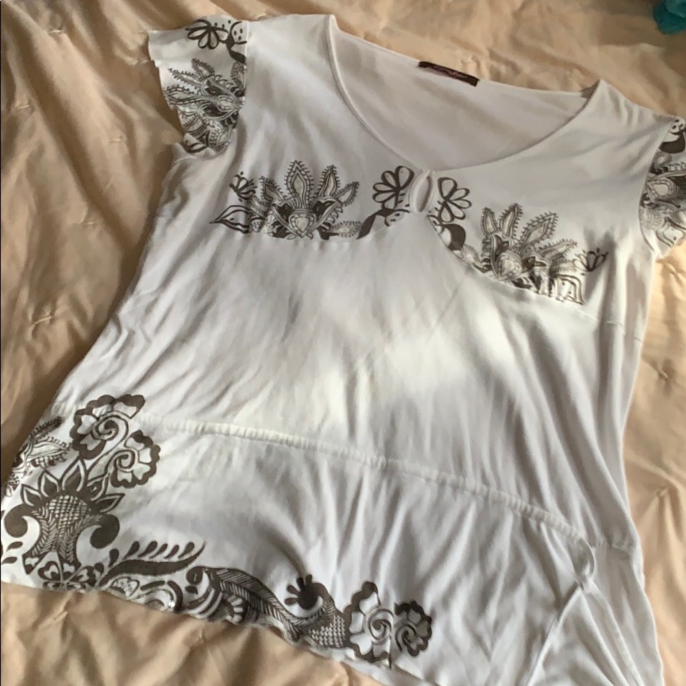 Cotton blouse drawstring waist light sequined